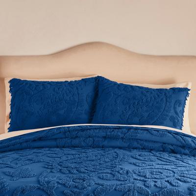 Paisley Chenille Standard Sham by BrylaneHome in Navy (Size STAND)