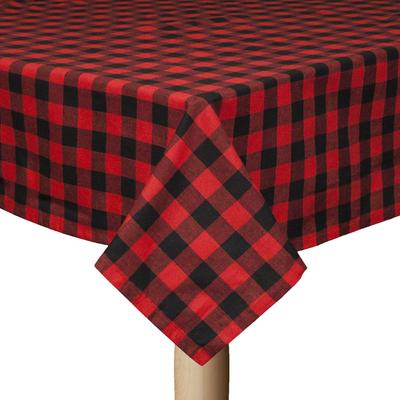 Wide Width BUFFALO CHECK TABLECLOTHS by LINTEX LINENS in Red Black (Size 52" W 52" L)