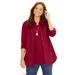 Plus Size Women's Sueded Buttonfront Shirt by Catherines in Rich Burgundy (Size 3XWP)