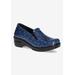 Extra Wide Width Women's Leeza Flats by Easy Street in Navy Paisley Patent (Size 9 WW)