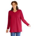 Plus Size Women's Perfect Long-Sleeve V-Neck Tunic by Woman Within in Classic Red (Size 22/24)