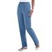 Plus Size Women's Straight-Leg Soft Knit Pant by Roaman's in Dusty Indigo (Size S) Pull On Elastic Waist