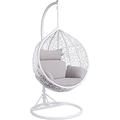 Rattan Swing Chair Hanging Garden Patio Indoor Outdoor Egg Chair with Stand Cushion,Black,150kg Capacity (Black) (White, X Large)