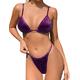 Women Sexy Two Piece Halter Bikini Set for Women High Waisted Sequin Swimsuit 2 Piece Sexy Bathing Suit, 004*purple, Medium