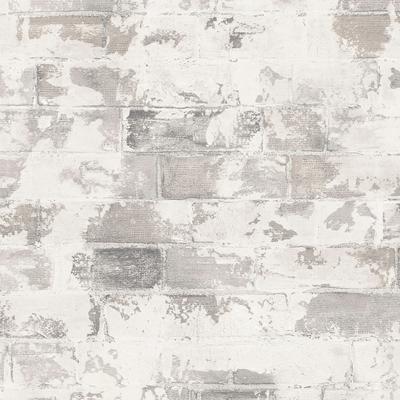 Brick Wallpaper, Brick in Dark Grey, Grey, Pavement Grey, Brown