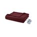 Serta Ribbed Micro Fleece Heated Blanket Microfiber/Fleece/Microfiber/Fleece in Red/Brown | 84 W in | Wayfair ST54-0180