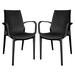 Hokku Designs Audra Stacking Patio Dining Armchair Plastic/Resin in Black | 35 H x 21 W x 22 D in | Wayfair 73302ED639804913BDA87E60FBD7106B