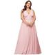 Ever-Pretty Women's Double V Neck Floor Length Empire Waist A Line Chiffon Long Bridesmaid Dresses Pink 8 UK