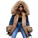 Aox Womens Winter Denim Coat Thicken Lined Faux Fur Hood Jacket Warm Sherpa Fur Overcoat Plus Size Jean Outerwear (20, Blue 2039, numeric_20)