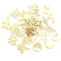 10 pcs/lot 316 En Acier Inoxydable Plaqué Or Arbre Lune Papillon Petits Charmes Pendentif Pour