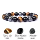 Bracelets en Perles Naturelles d'Obsidienne et Hématite pour Homme et Femme Protection Magnétique