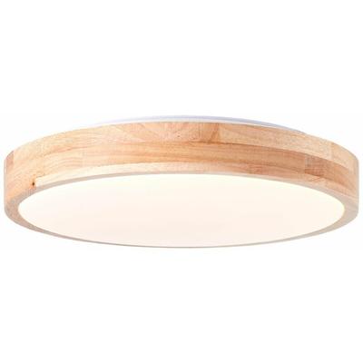 Lampe, Slimline Wand- und Deckenleuchte 34cm holz hell/weiß, 1x led integriert, 14W led integriert,