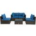 5Pcs Cushioned Patio Rattan Furniture Set - 29" x 29" x 25" (L x W x H)