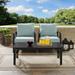 Crosley kaplan 3 pc outdoor seating set with mist cushion - two outdoor chairs, coffee table - 50"W x 71.5"D x 36"H