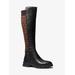 Michael Kors Ridley Leather and Logo Jacquard Knee Boot Brown 6.5