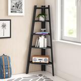 Zipcode Design™ Tisha 63" H x 26.5" W Manufactured Wood Corner Bookcase Wood in Black/Brown | 63 H x 26.5 W x 17.5 D in | Wayfair