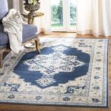 Blue/White 63 x 0.31 in Indoor Area Rug - Langley Street® Evart Oriental Navy/Creme Area Rug | 63 W x 0.31 D in | Wayfair