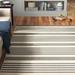 Gray/White 48 x 0.25 in Indoor/Outdoor Area Rug - Highland Dunes Pontianak Striped Gray/Bone Indoor/Outdoor Area Rug | 48 W x 0.25 D in | Wayfair