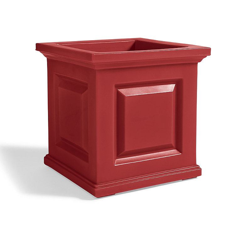 Nantucket Easy-Care Square Planter - Red, 16" - Grandin Road
