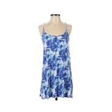 H&M Casual Dress - A-Line Scoop Neck Sleeveless: Blue Floral Dresses - Women's Size 4