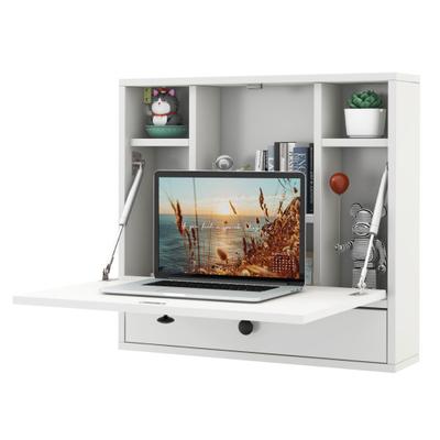 Costway Wall-Mount Floating Desk Foldable Space Saving Laptop Workstation White