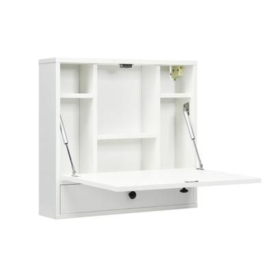 Costway Wall-Mount Floating Desk Foldable Space Saving Laptop Workstation White