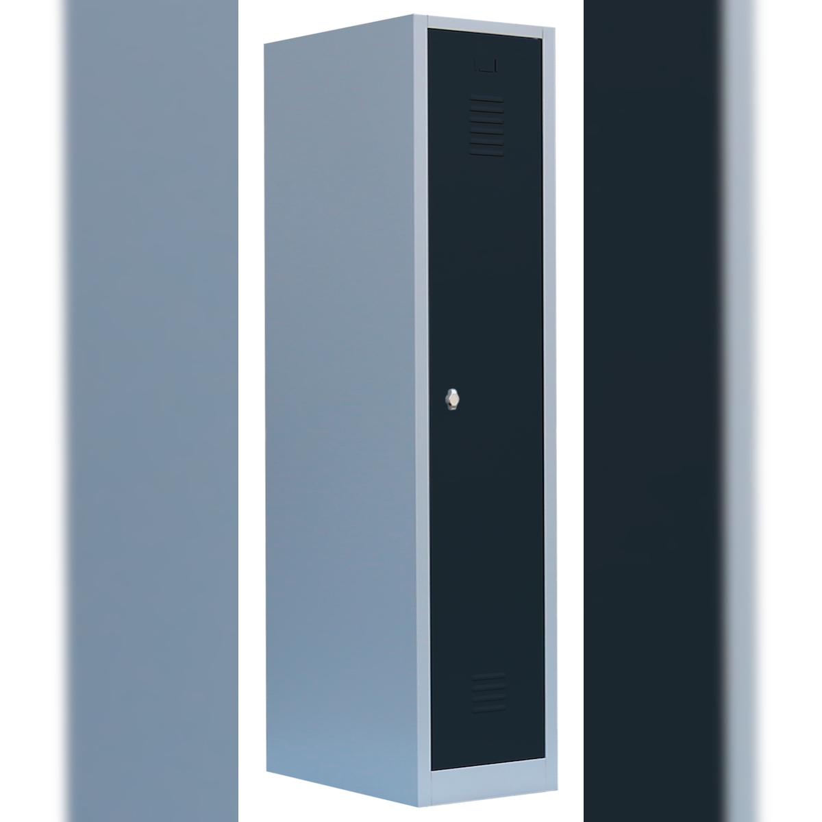 Lüllmann® Garderobenschrank, 1 Abteil, S/W-Trennung, 1800 x 415 x 500 mm, lichtgrau/anthrazit Image