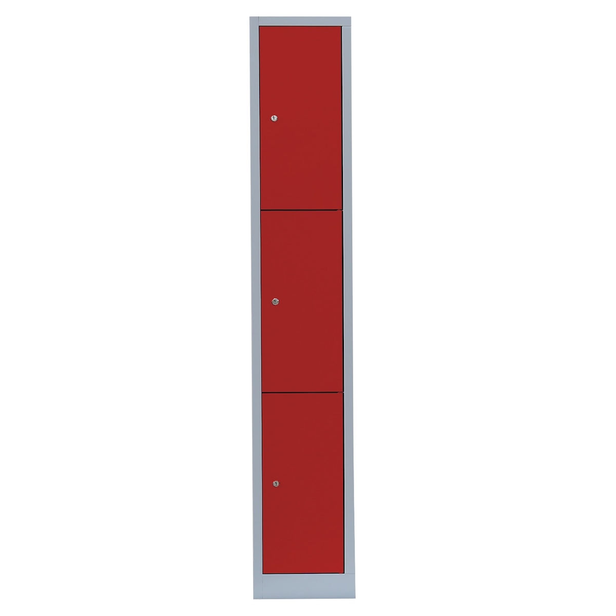 Lüllmann® Schließfachschrank, 1 Abteil, 3 Fächer, 1800 x 315 x 500 mm, lichtgrau/feuerrot Image