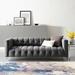 Everly Quinn Mesmer Channel Tufted Button Performance Velvet Sofa Velvet in Gray | 28 H x 83.8 W x 34 D in | Wayfair