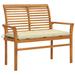 Red Barrel Studio® Outdoor Patio Bench Garden Bench w/ Cushion for Porch Teak Wood/Natural Hardwoods in Brown/White | Wayfair