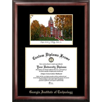 Georgia Institute of Technology 17w x 14h Gold Embossed Diploma Frame with Campus Images Lithograph