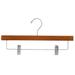 Econoco - TSC901S - 14inch Teak Wood Pants/Skirt Hanger with Satin Chrome Hook, Bar and Clips in Pack of 100