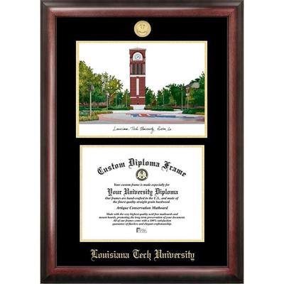 Louisiana Tech University 11w x 8.5h Gold Embossed Diploma Frame with Campus Images Lithograph