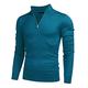 Coofandy Mens Jumpers Knitted Zip Neck Solid Cotton Jumpers 1/4 Zip Pullover , Peacock Blue, XL