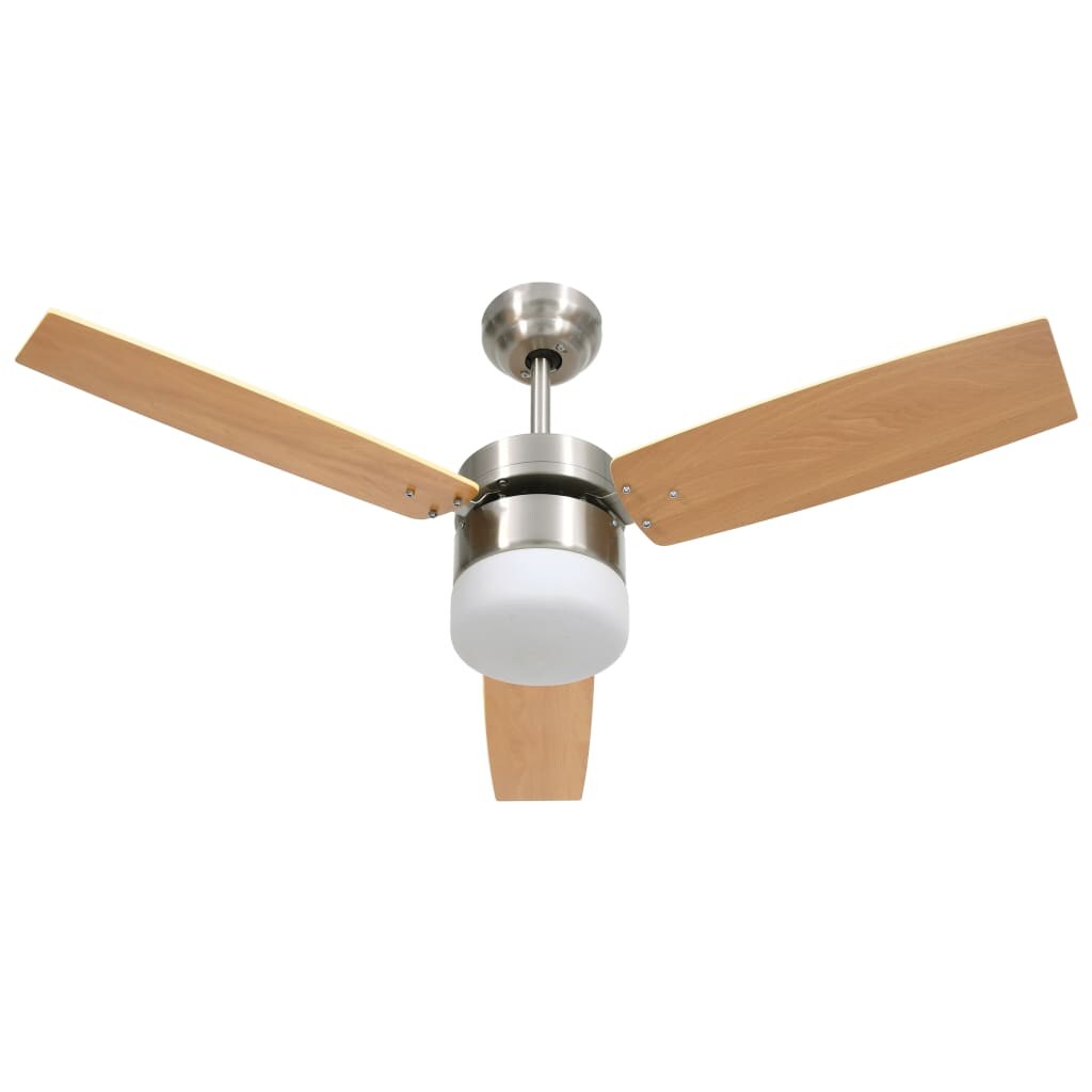 vidaXL Deckenventilator mit Licht und Fernbedienung 108 cm Hellbraun Image