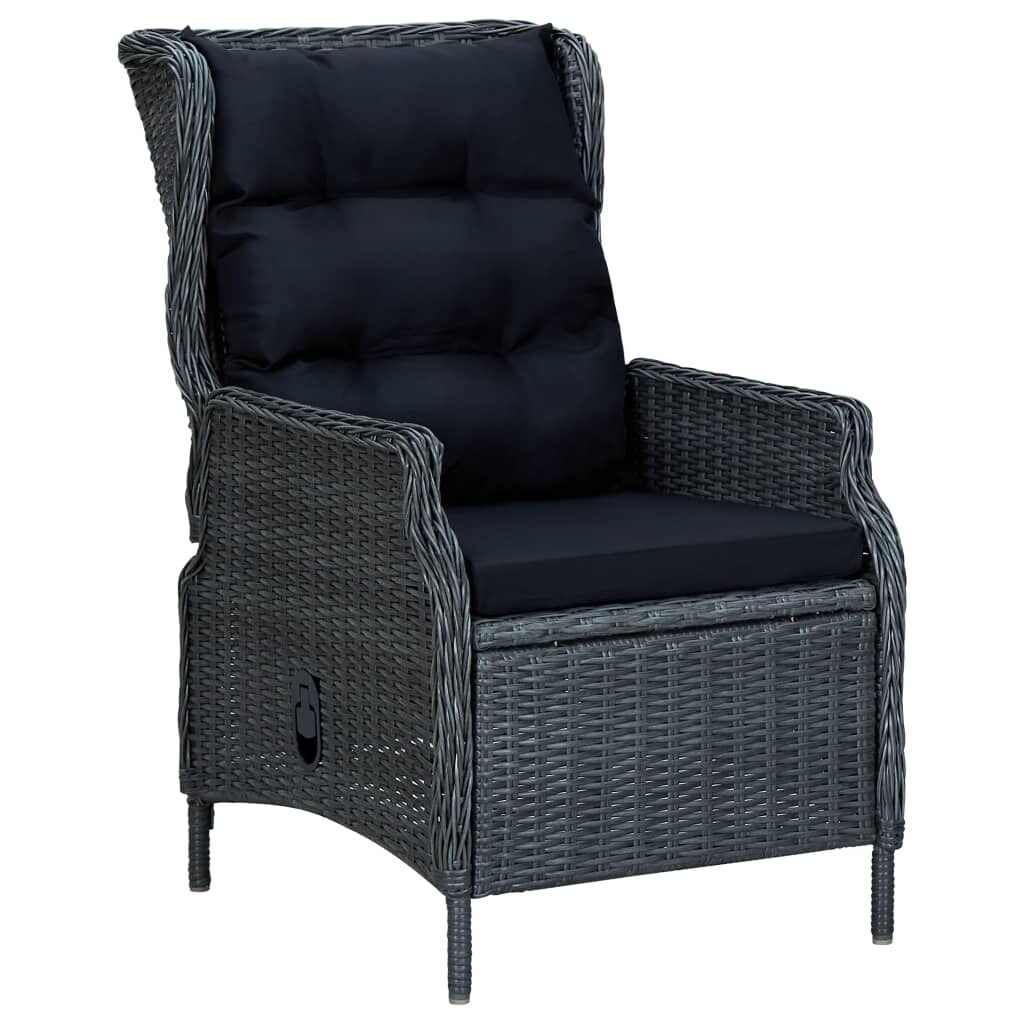 vidaXL Verstellbarer Gartensessel mit Auflagen Poly Rattan Dunkelgrau Image