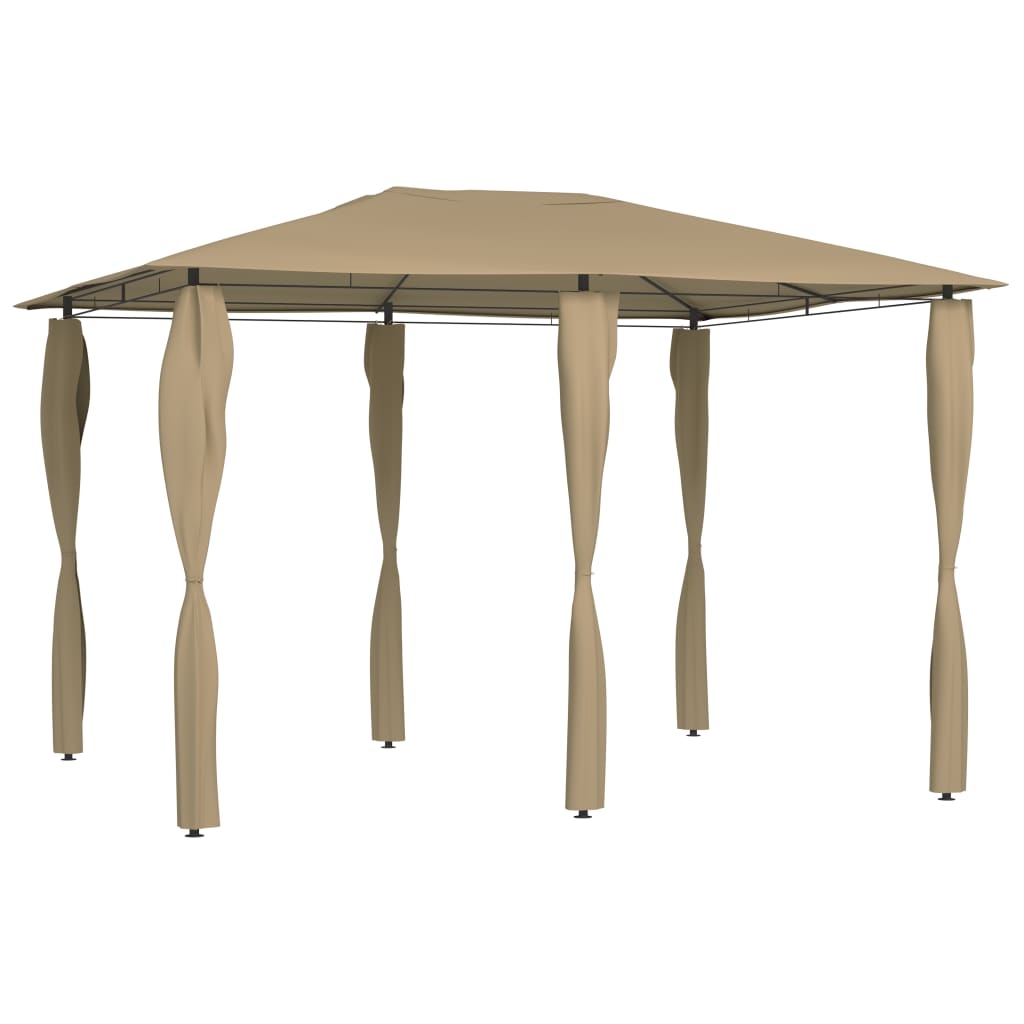 vidaXL Pavillon mit Pfostenabdeckungen 3x4x2,6 m Taupe 160 g/m² Image
