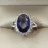Bague princesse Kate Blue Gem créée pour femme cristal bleu bague en argent regardé 925 bijoux de