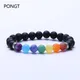 Bracelet Reiki Chakra noir pour hommes 8mm pierre de lave perles de guérison équilibre pierre