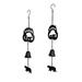 Rustic Black Bear Hanging Wind Chimes With Cast Iron Bells (Set Of 2)