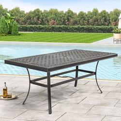 Darby Home Co Elrama Aluminum Dining Table Metal in Black | 28 H x 67.9 W x 37.9 D in | Outdoor Dining | Wayfair D31CD151BC454717AD8CB24AC8A1B365