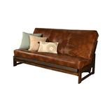 The Twillery Co.® Stratford Full 76" Wide Faux Leather Loose Back Convertible Sofa Faux Leather/Wood/Solid Wood in Red/Brown | Wayfair