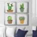 Dakota Fields Boho Cacti I - 4 Piece Picture Frame Painting Set on Canvas in Black/Blue/Green | 26.5 H x 106 W x 1.5 D in | Wayfair