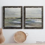 Ivy Bronx Wetlands I - 2 Piece Picture Frame Painting Set on Canvas in Black/Blue/Green | 37.5 H x 55 W x 1.5 D in | Wayfair