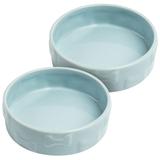 Set Of Two Manor Blue Medium Pet Dog Bowls by Park Life Designs in Blue
