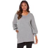 Plus Size Women's Blouson Sleeve High-Low Sweatshirt by Roaman's in Medium Heather Grey (Size 26/28)