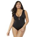 Plus Size Women's Strappy Scoopneck One Piece Swimsuit by Swimsuits For All in Black (Size 6)