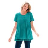 Plus Size Women's Lace-Trim Pintucked Tunic by Woman Within in Waterfall (Size 5X)