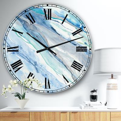 Blue Silver Spring Ii Modern Wall Clock by Designart in Blue