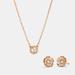 Coach Jewelry | Coach Nib Necklace & Tea Rose Stud Earrings Set | Color: Gold/Pink | Size: Os